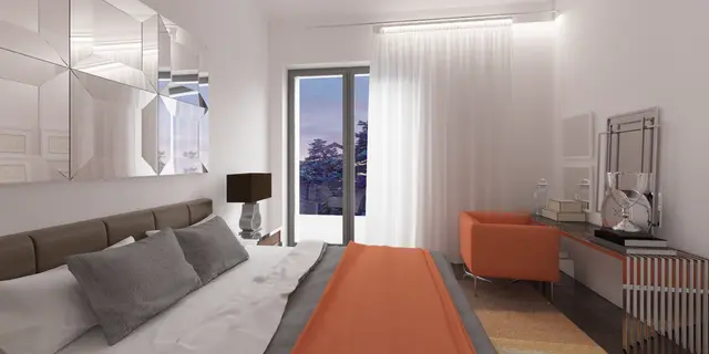 gotowy projekt domu Z429 – aranżacja wnętrz, Dom parterowy z garażem 1-stanowiskowym, dachem kopertowym i dwoma sypialniami.