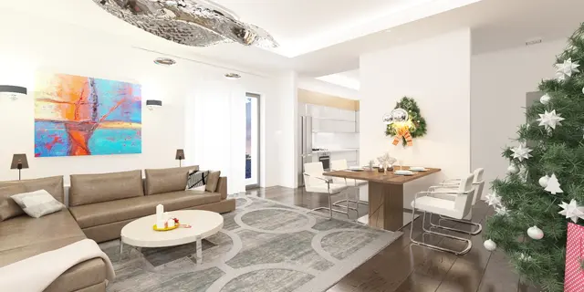 gotowy projekt domu Z429 – aranżacja wnętrz, Dom parterowy z garażem 1-stanowiskowym, dachem kopertowym i dwoma sypialniami.