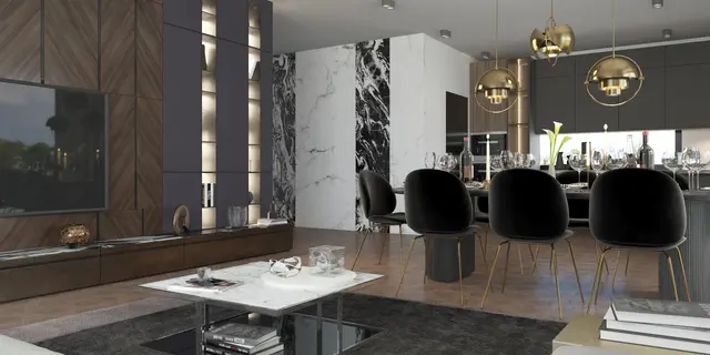 gotowy projekt domu Z522 – aranżacja wnętrz, Parterowy dom z garażem 2 stanowiskowym, 3 sypialniami i dachem 2-spadowym.