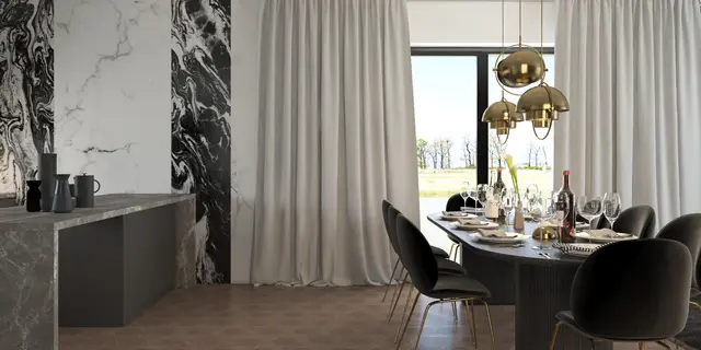 gotowy projekt domu Z522 – aranżacja wnętrz, Parterowy dom z garażem 2 stanowiskowym, 3 sypialniami i dachem 2-spadowym.