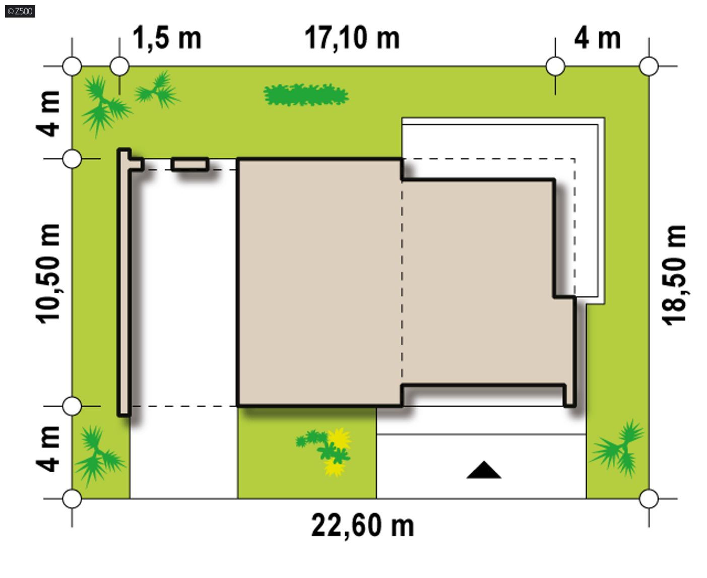 Home project  - Nowoczesny dom z płaskim dachem z wiatą po lewej stronie w technologii H-Block