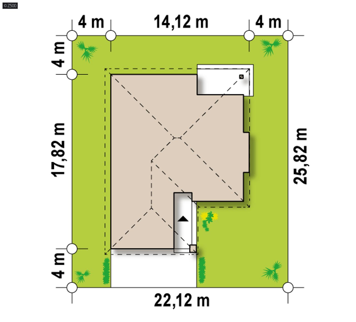 Gotowy projekt domu  - Komfortowy i przestronny dom parterowy z garażem dwustanowiskowym od frontu.