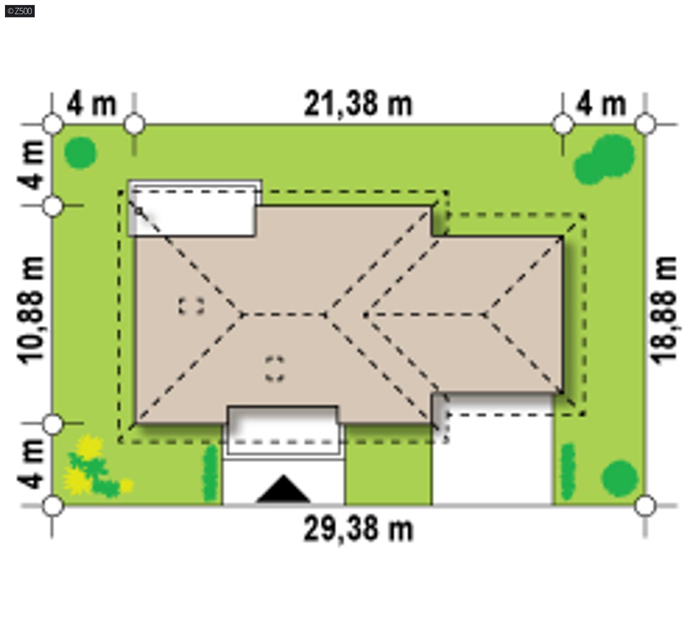 Home project  - Projekt domu parterowego z przestronnym salonem i garażem dwustanowiskowym.