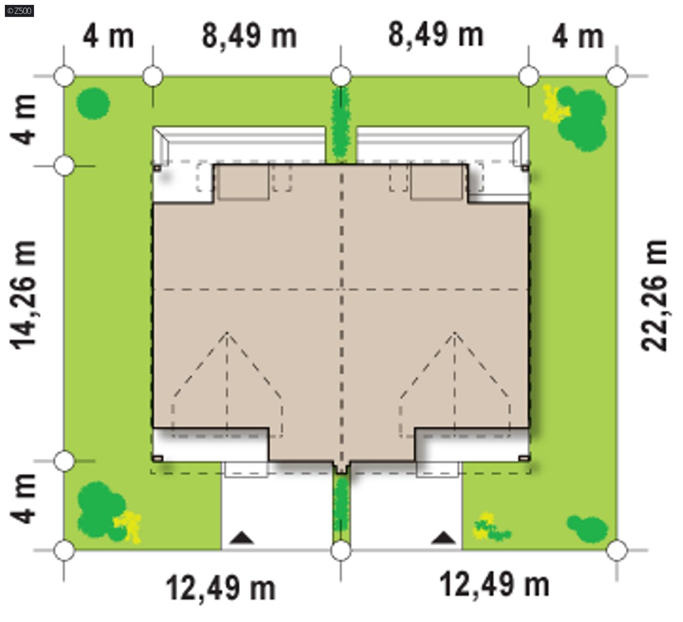 Gotowy projekt domu  - Projekt do zabudowy bliźniaczej lub szeregowej z garażem. Funkcjonalny i tani w 