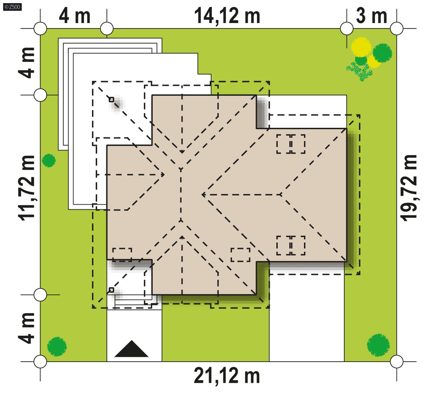 Gotowy projekt domu  - Drewniany dom o tradycyjnej formie z opcją aranżacji pomieszczenia nad garażem.