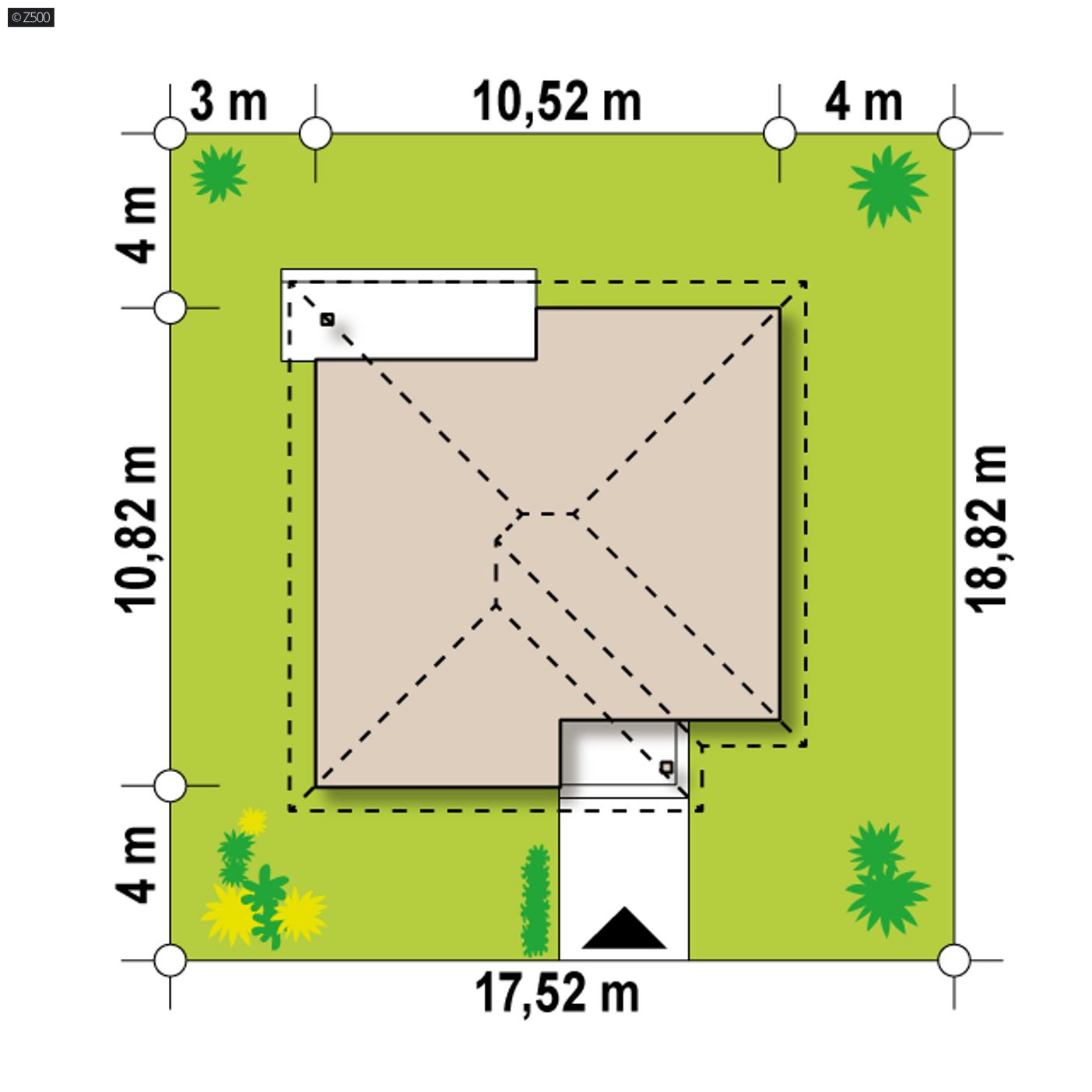 Gotowy projekt domu  - Mały parterowy dom z funkcjonalnym układem pomieszczeń i zadaszonym tarasem.