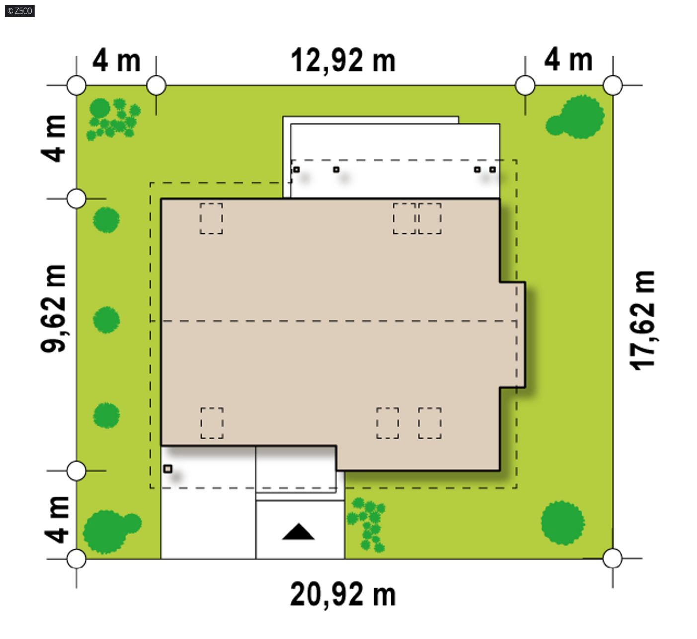 Gotowy projekt domu  - Kompaktowy dom z garażem i wykuszem, ekonomiczny w budowie. 