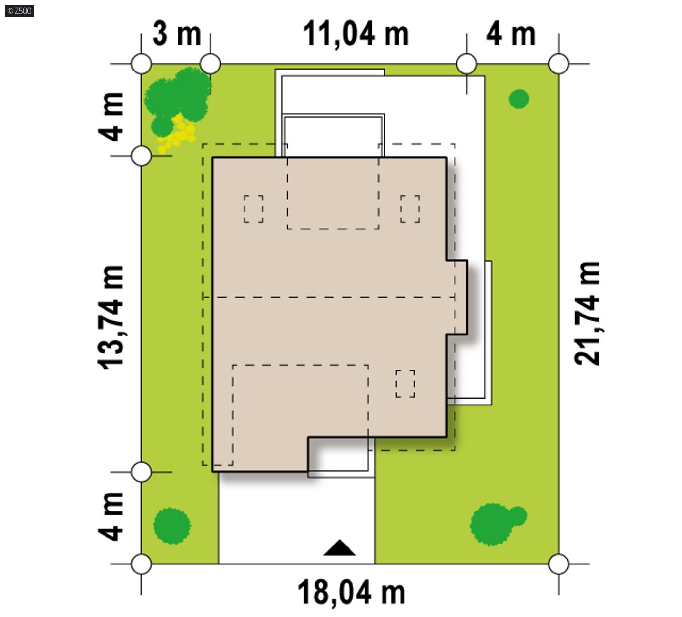 Gotowy projekt domu  - Współczesny dom z poddaszem, wykuszem, lukarną i garażem od frontu. 
