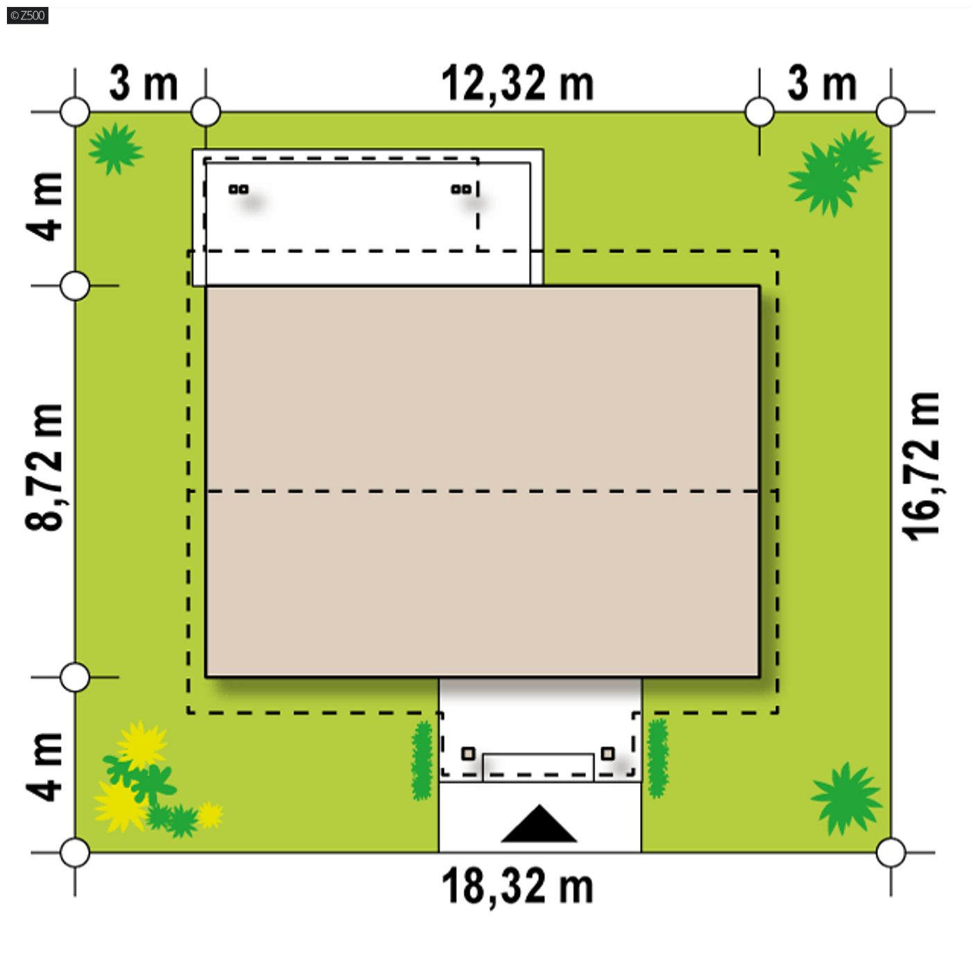 Gotowy projekt domu  - Tani i łatwy w budowie dom parterowy także na małą działkę bez okien w ścianach 