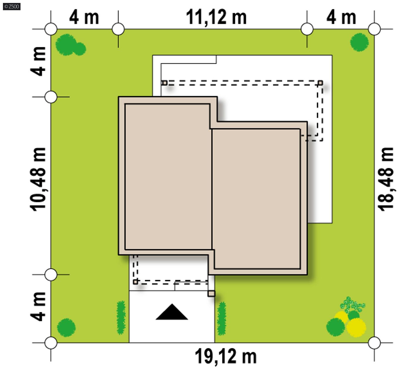 Gotowy projekt domu  - Kompaktowy dom w nowoczesnym stylu z dwiema sypialniami i dużą kuchnią.