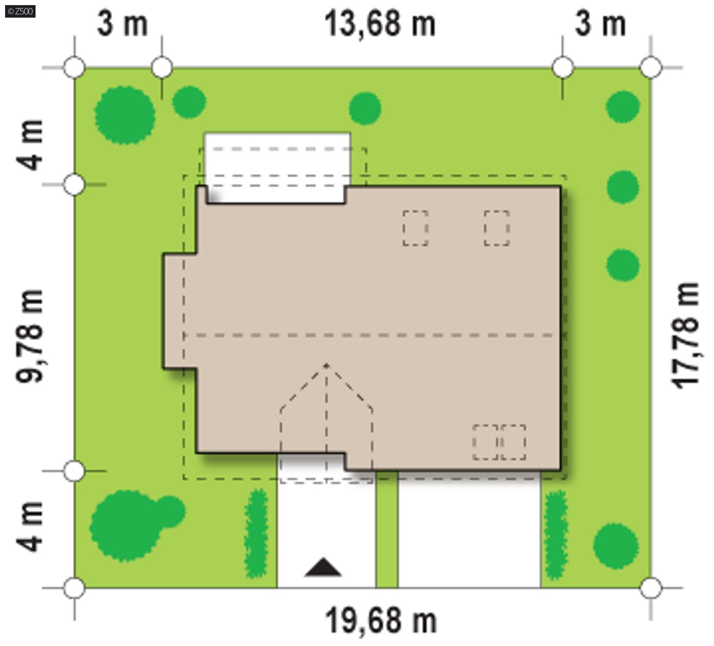 Home project  - Współczesny dom z poddaszem, o prostej bryle z garażem, wykuszem i lukarną nad wejściem.