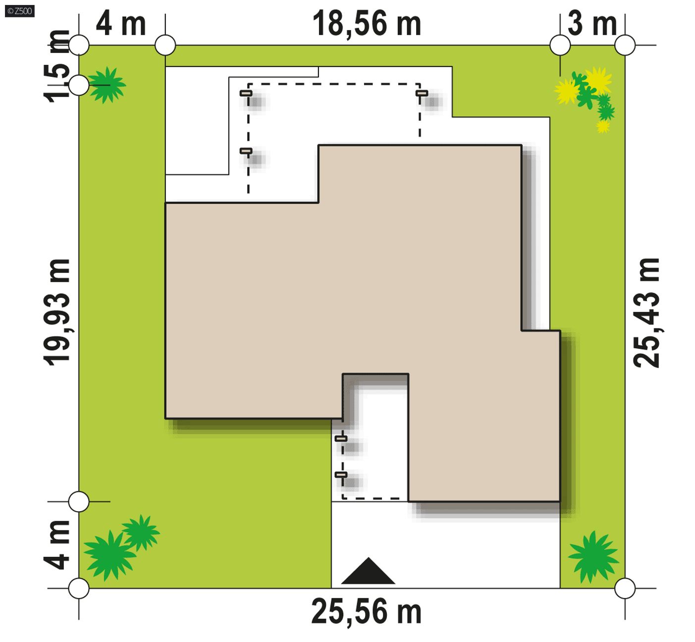 Home project  - Nowoczesny dom z garażem od frontu, zadaszeniem z pergoli oraz 3 sypialniami.