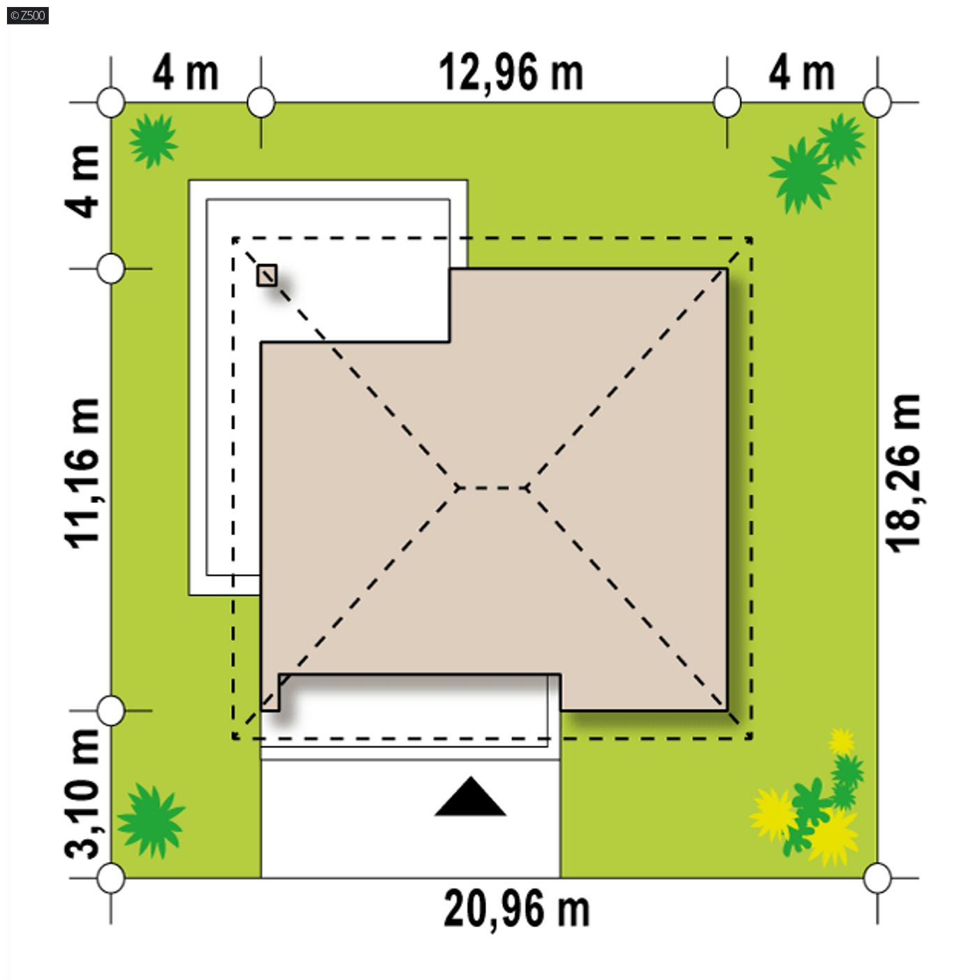 Gotowy projekt domu  - parterowy dom z dachem kopertowym.