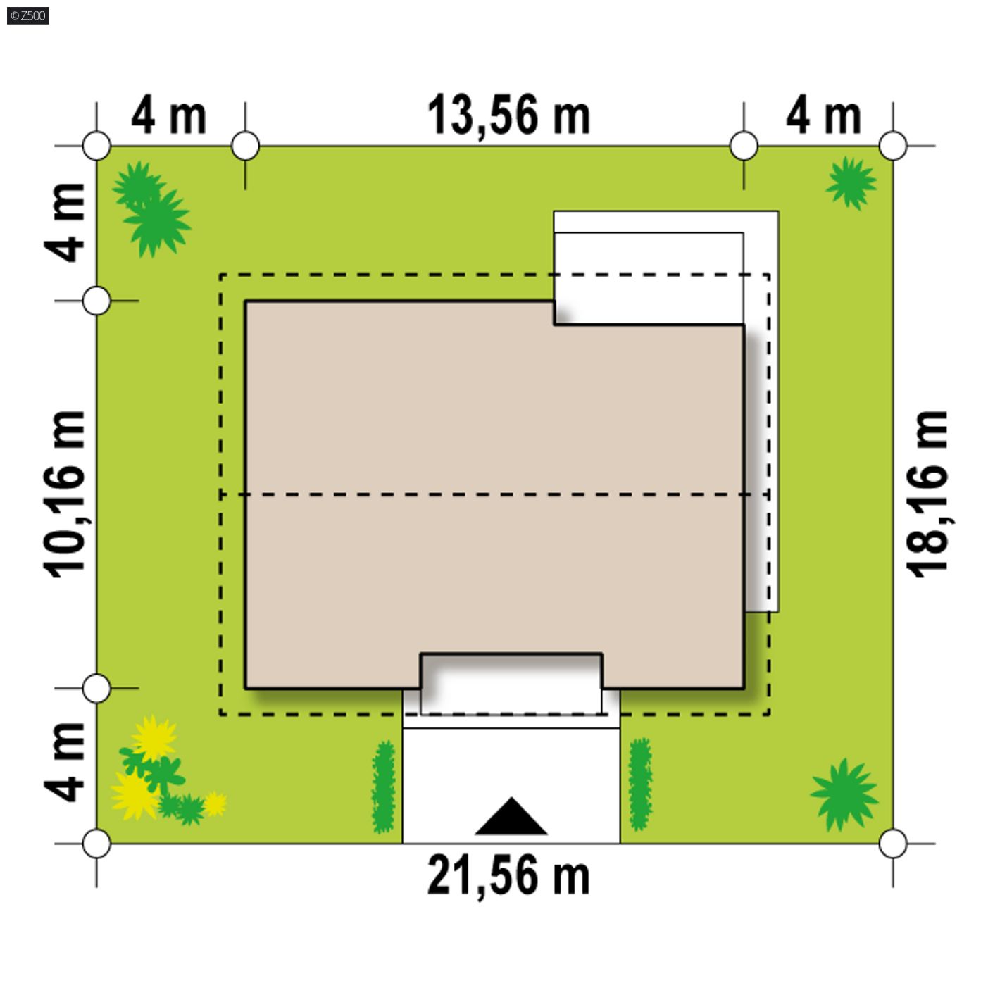 Gotowy projekt domu  - Dom parterowy z dachem dwuspadowym, 3 sypialniami i przestronną strefą dzienną.