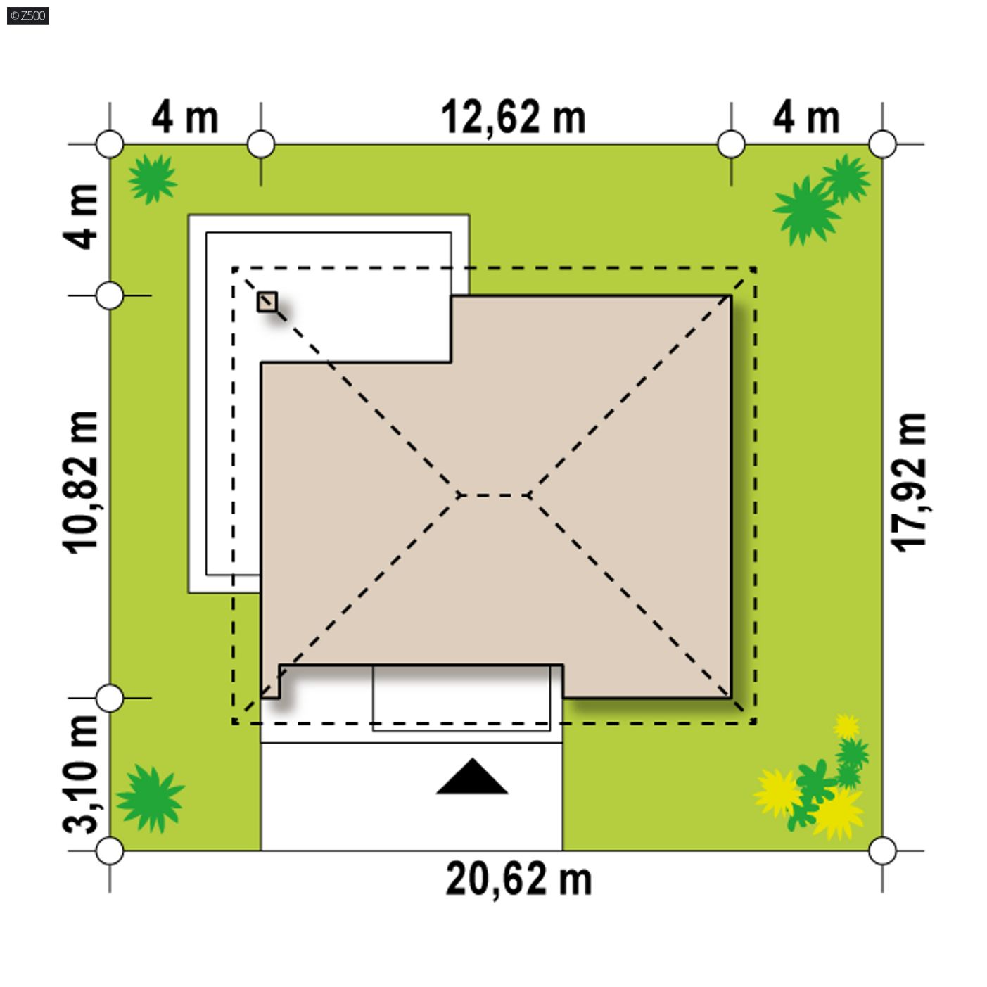 Gotowy projekt domu  - Parterowy, tradycyjny dom w konstrukcji drewnianej z dachem kopertowym do 100m2.