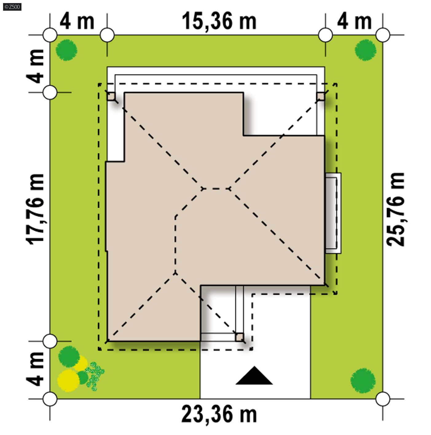 Gotowy projekt domu  - Dom parterowy z dachem wielospadowym, 4 sypialniami oraz garażem do 140m2