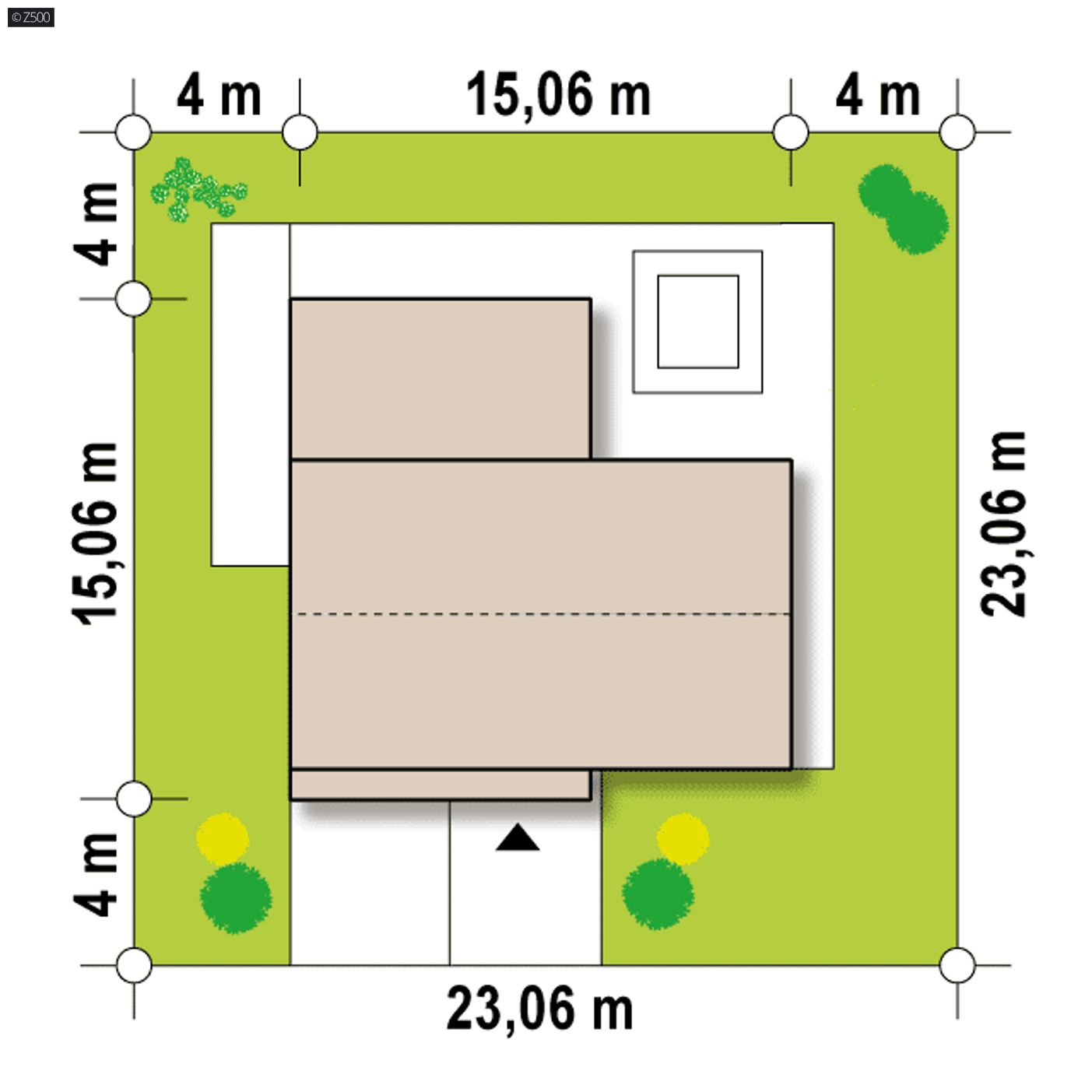Home project  - Dom parterowy z opcja poddasza użytkowego z garażem w bryle. 