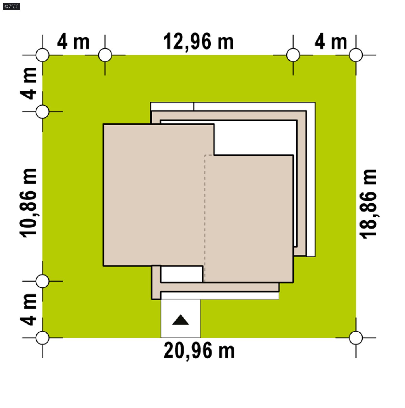 Gotowy projekt domu  - Dom parterowy o powierzchni 90m2, z zadaszonym tarasem i 3 sypialniami.