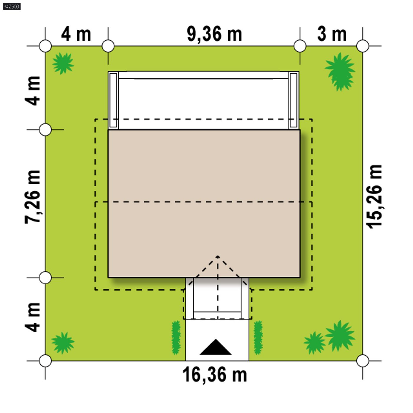 Gotowy projekt domu  - Mały dom parterowy z dachem dwuspadowym.