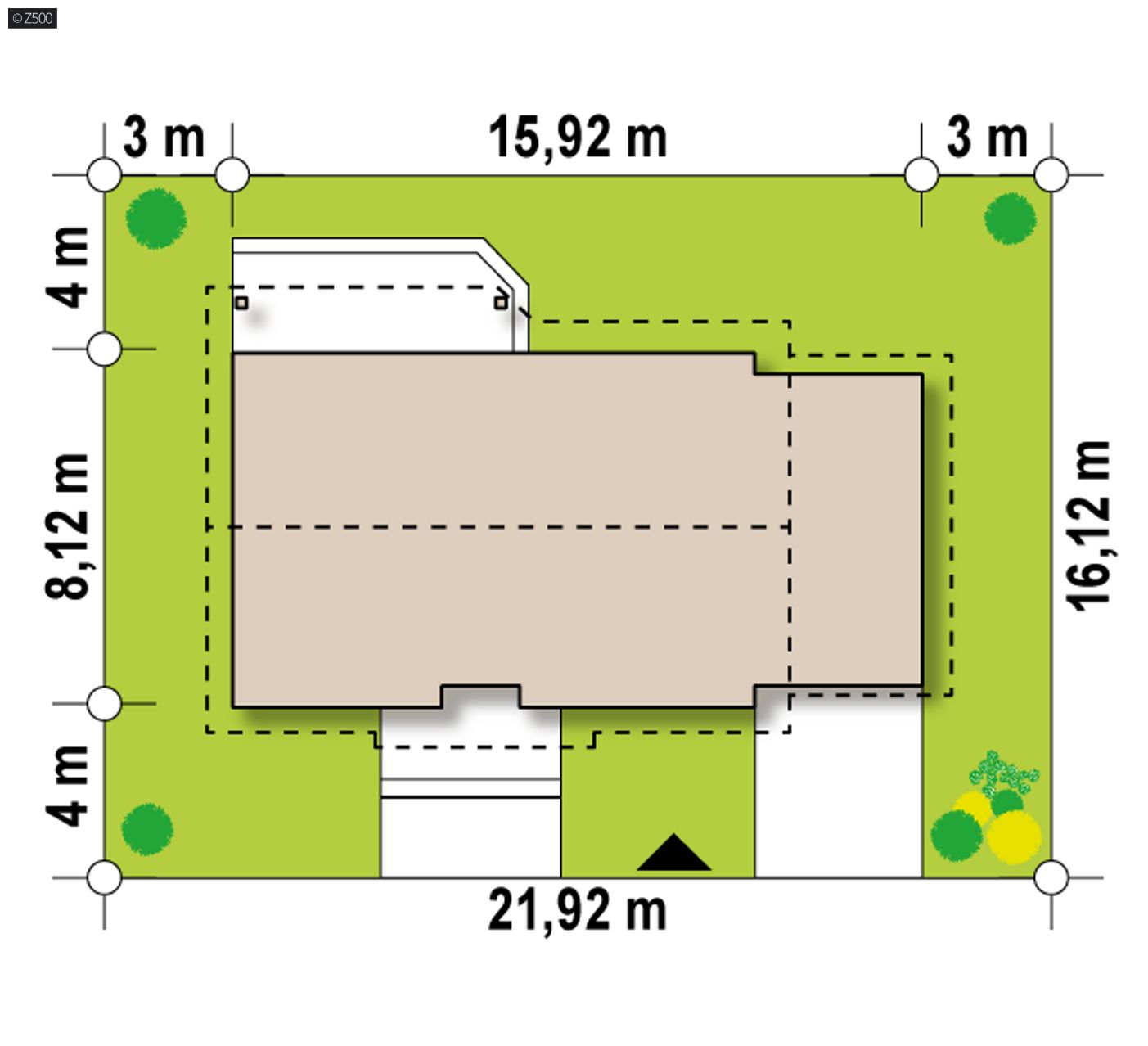 Gotowy projekt domu  - Wersja szkieletowa z garażem po prawej stronie
