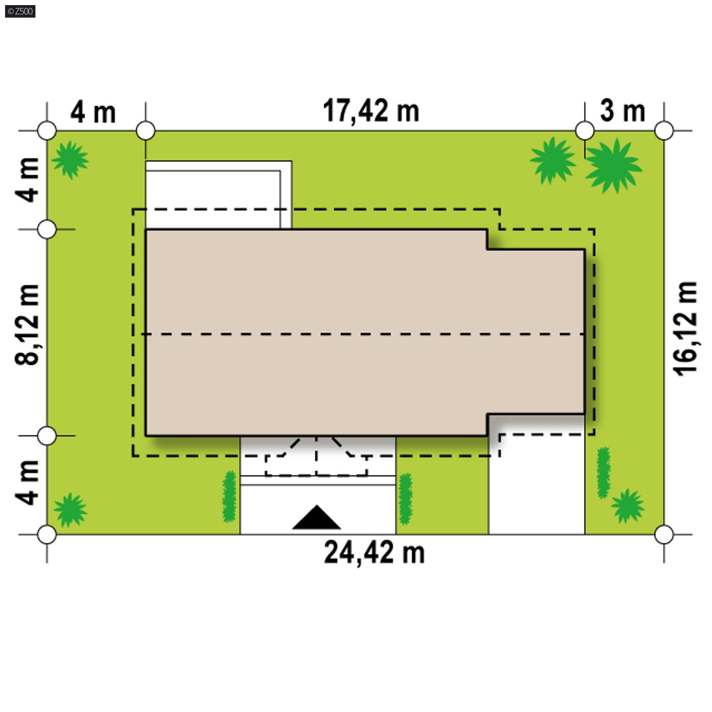 Gotowy projekt domu  - Dom parterowy z garażem jednostanowiskowym. Tani w budowie i eksploatacji.