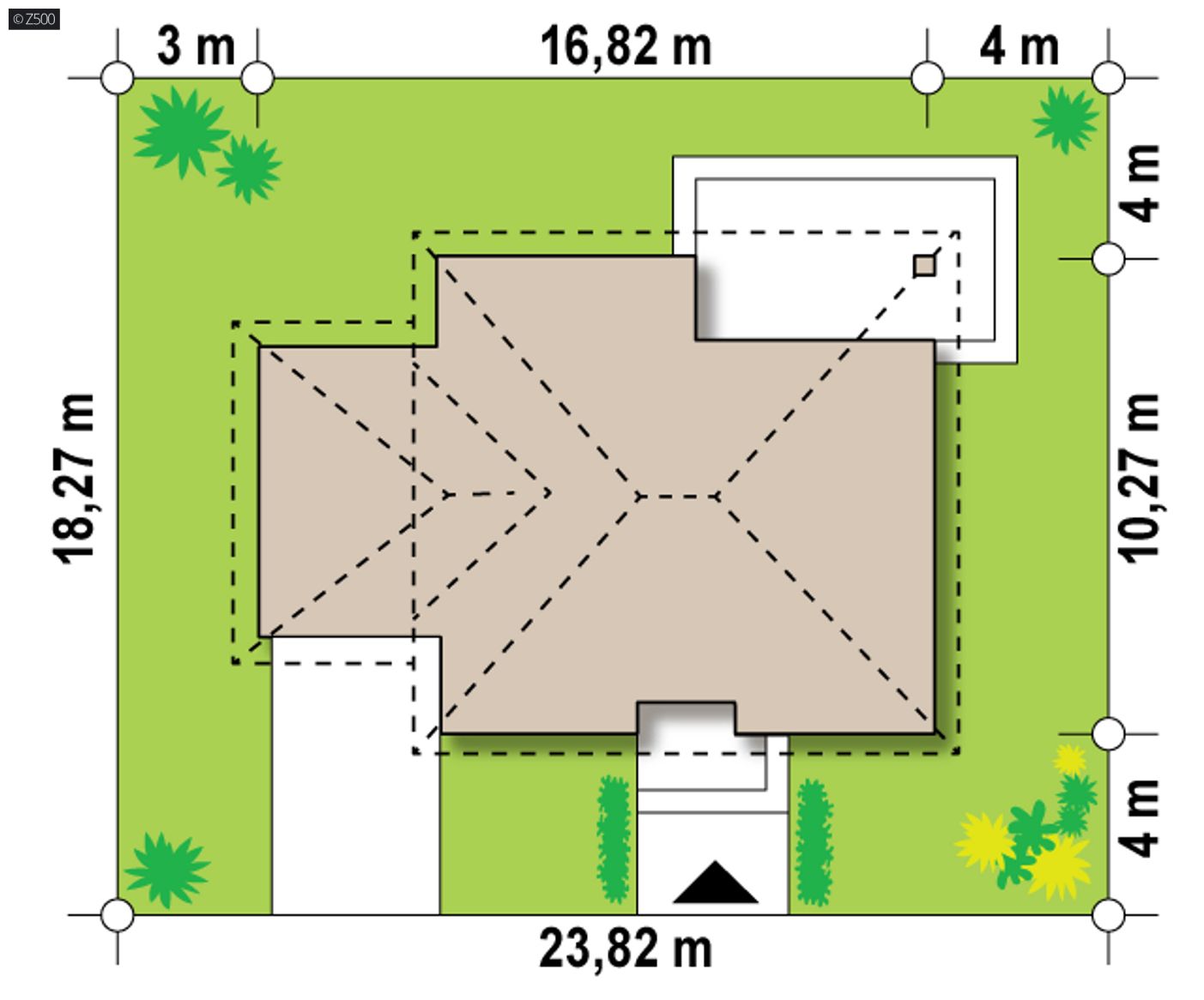 Home project  - wersja powiększona  w odbiciu lustrzanym z garażem jednostanowiskowym po lewej s