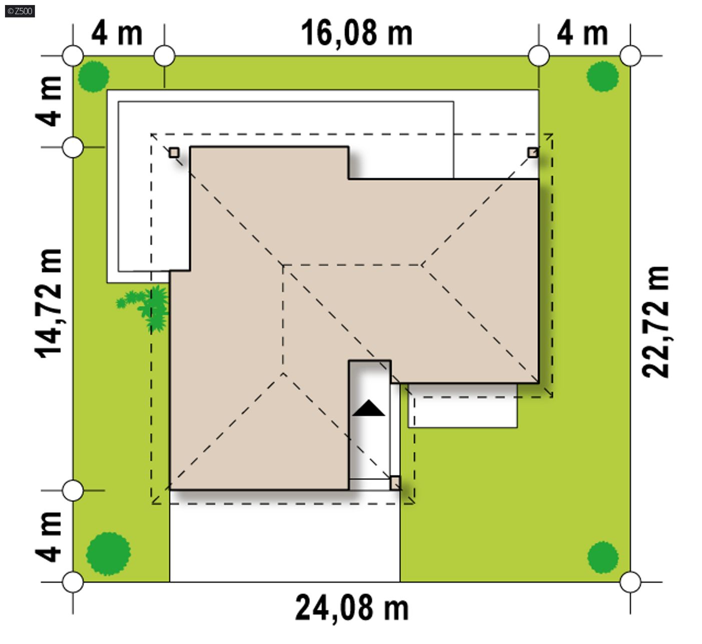 Gotowy projekt domu  - Wygodny, dom parterowy z bocznym, dwustanowiskowym garażem.