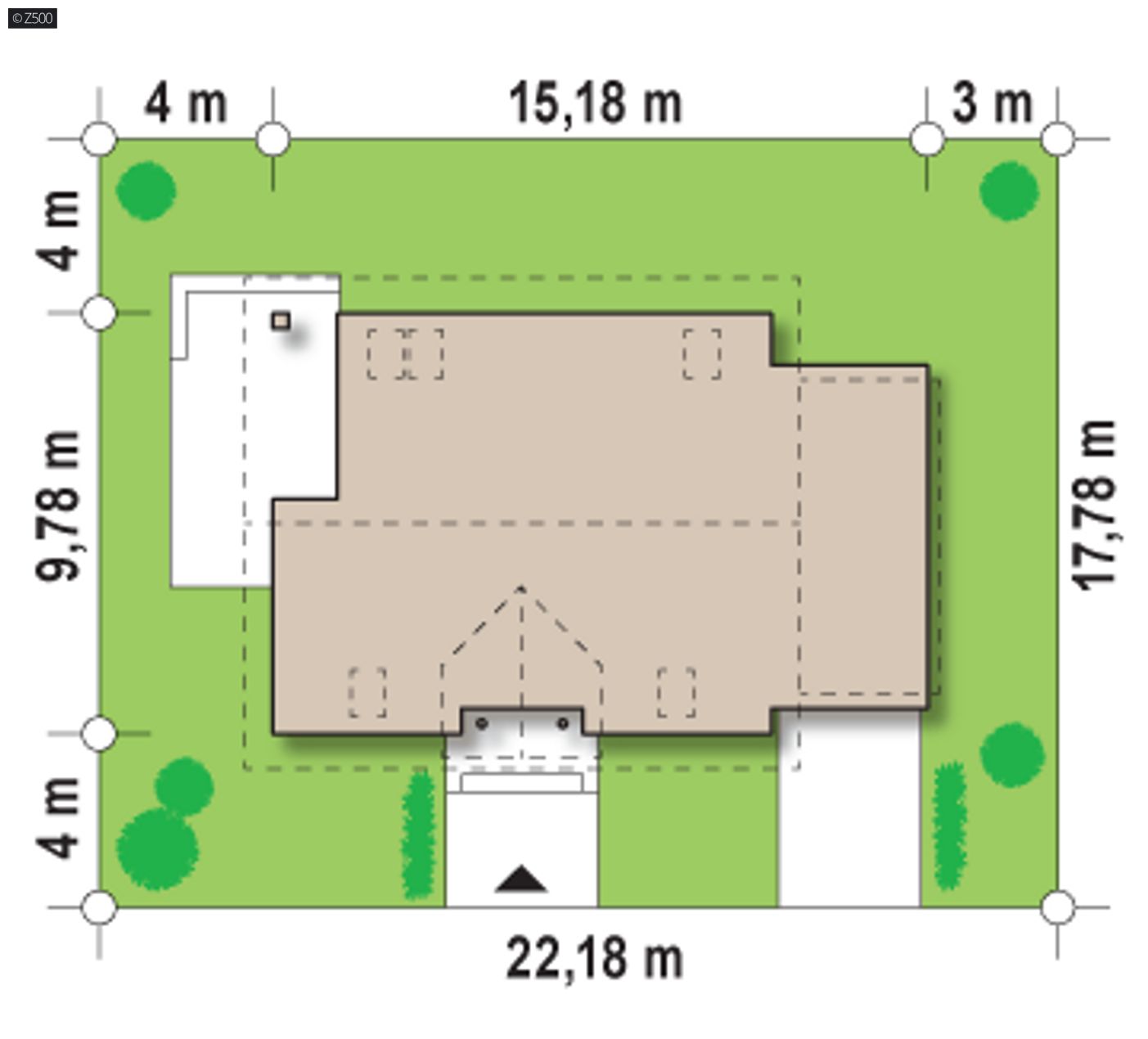 Gotowy projekt domu  - Optymalny projekt domu z dużym salonem, kuchnią, przestronnym p.g. i poddaszem.