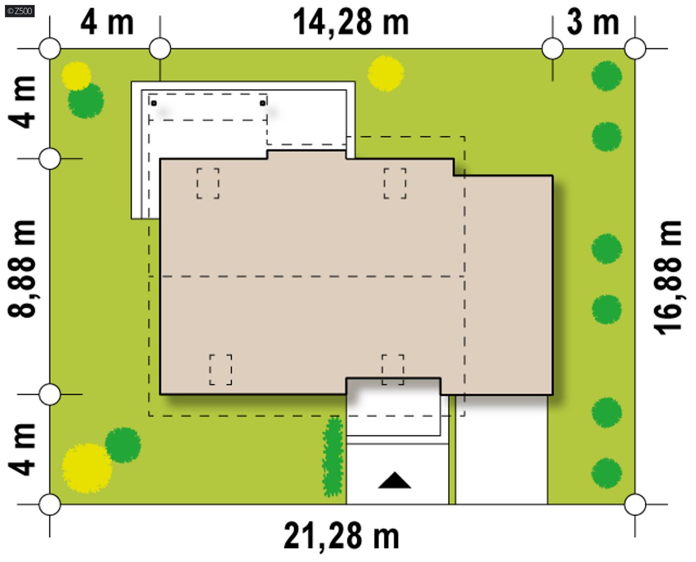 Gotowy projekt domu  - Mały i kompaktowy dom z poddaszem oraz pokojem na parterze, nad garażem taras.