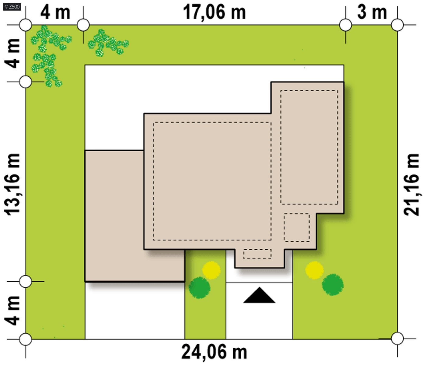 Gotowy projekt domu  - Piętrowy dom z płaskim dachem, garażem oraz główną sypialnią w parterze.