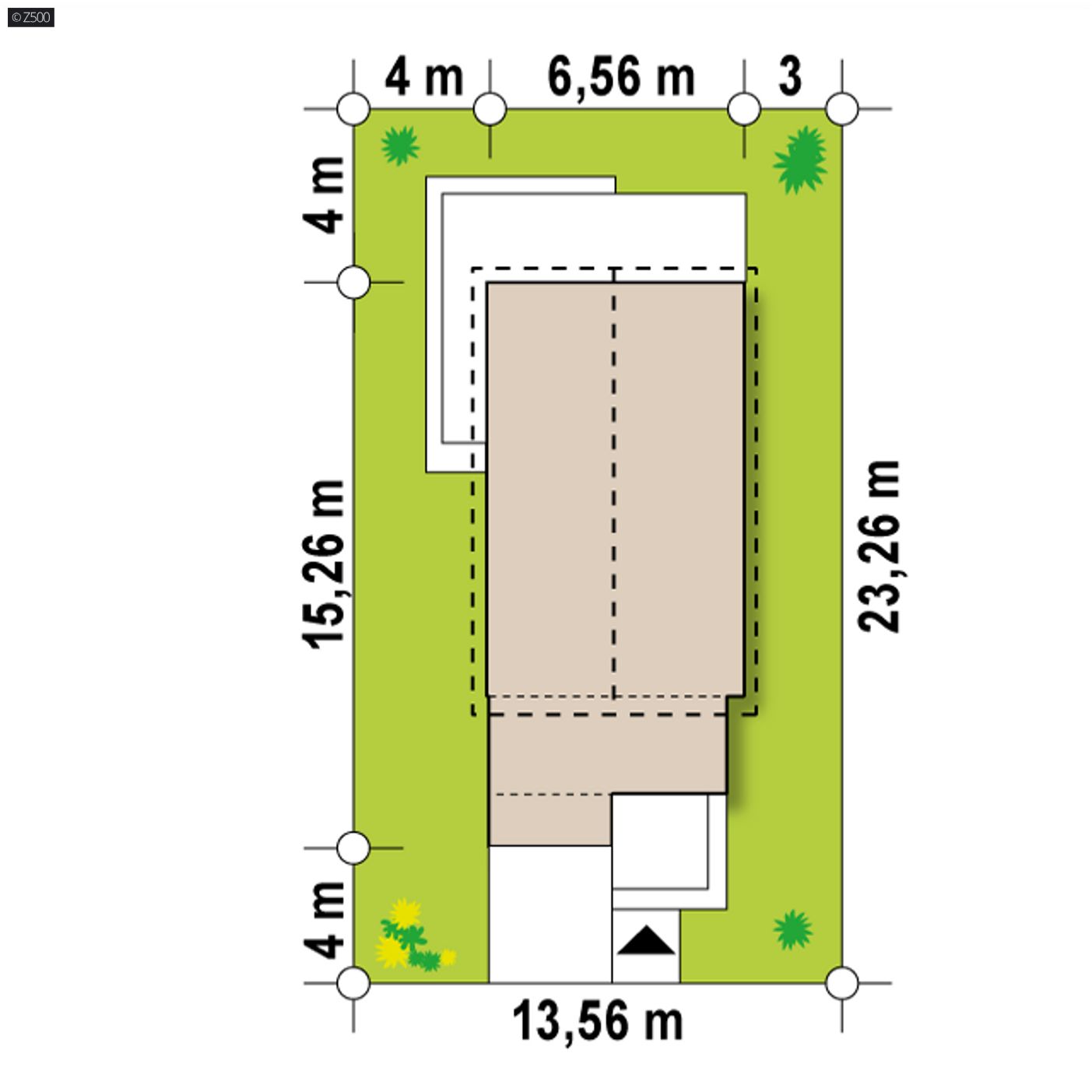 Home project  - Dom na wąską działkę z pełnym piętrem, garażem oraz 3 sypialniami. 