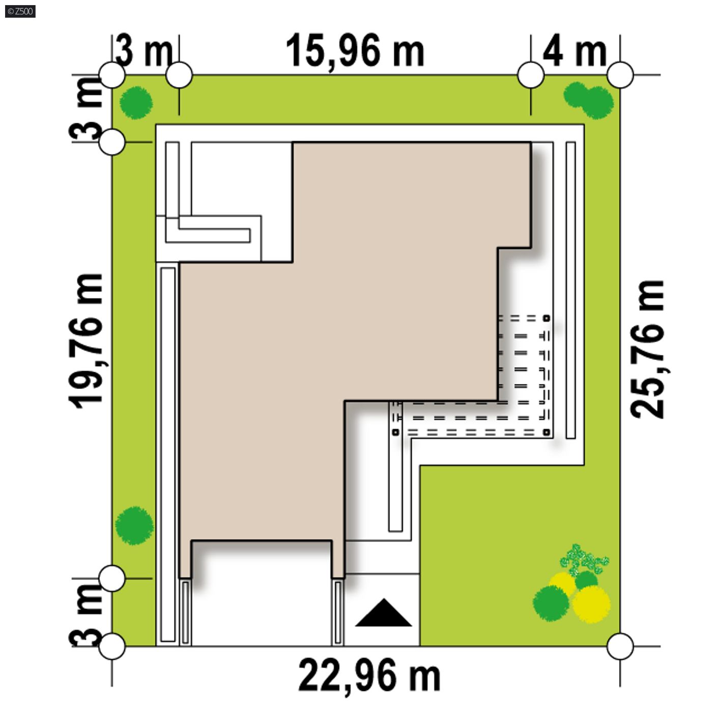 Gotowy projekt domu  - Nowoczesny dom z półpiętrem, dużymi przeszkleniami i salonem od frontu.