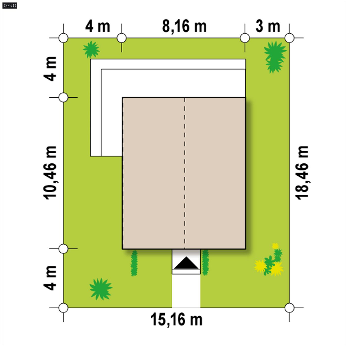 Gotowy projekt domu  - Dom z poddaszem użytkowym, dach dwuspadowy, pokój na parterze.
