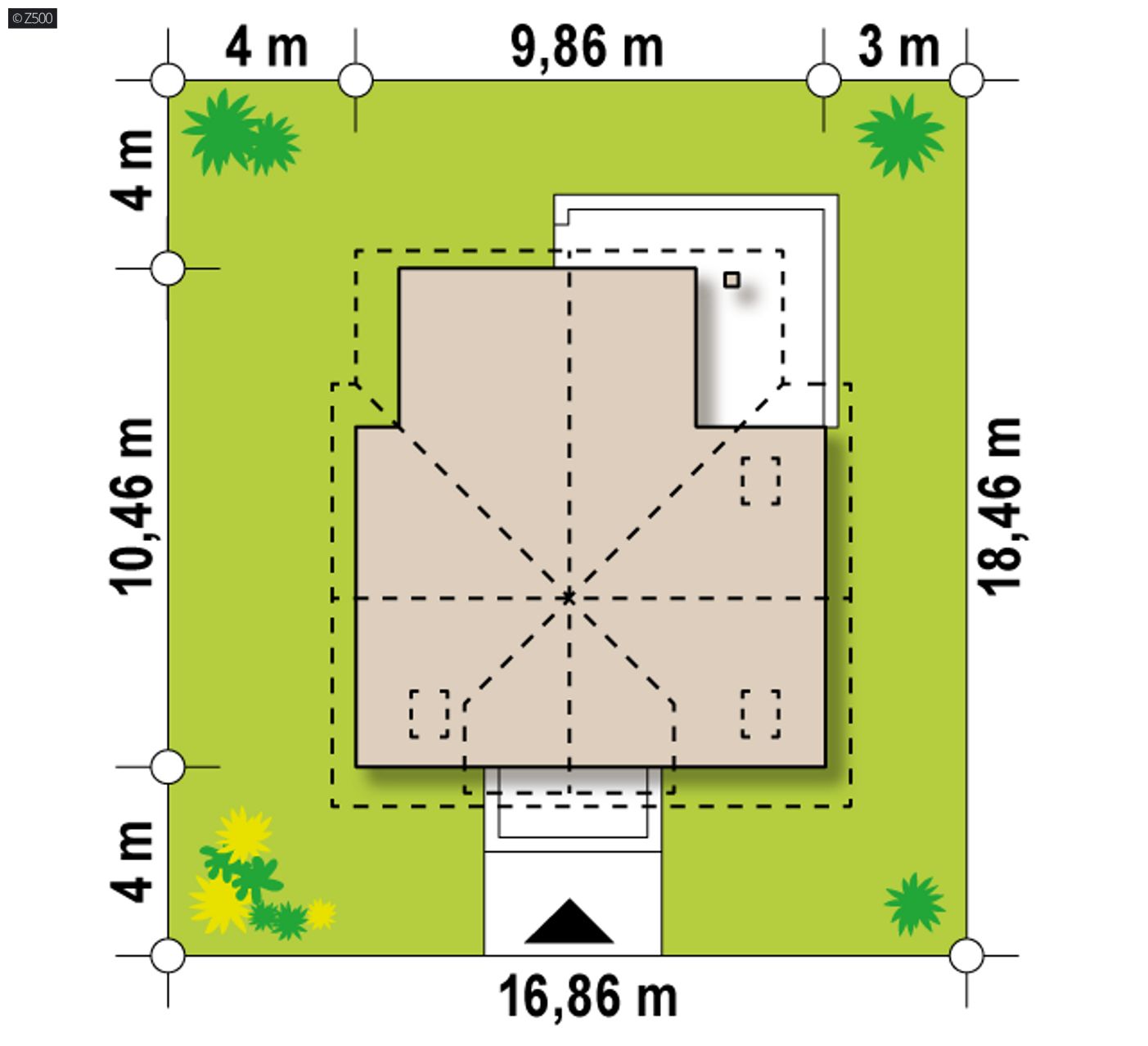 Home project  - Łatwy w budowie dom z poddaszem użytkowym z balkonem nad wejściem.
