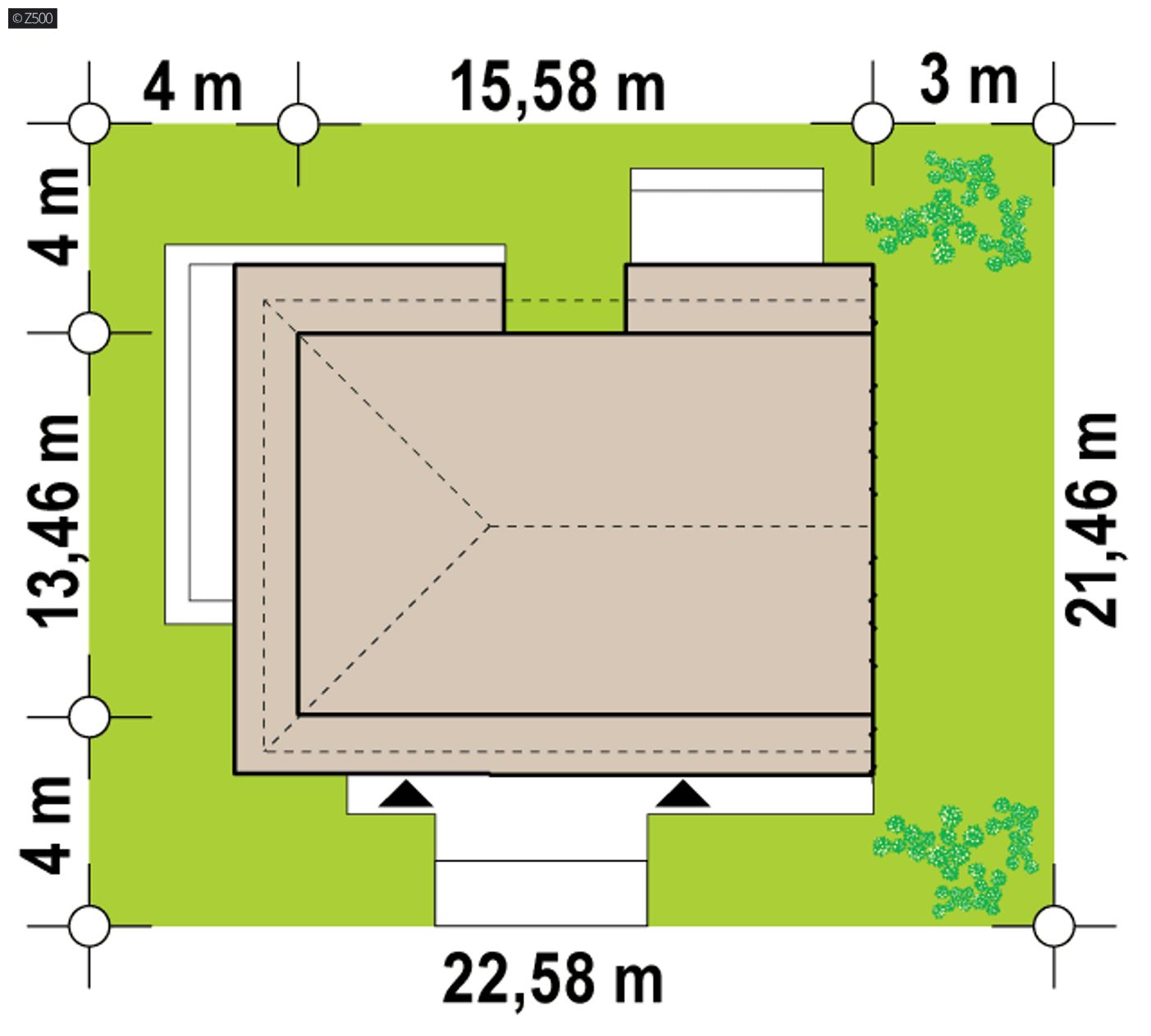 Home project  - Segment dwurodzinny z osobnym wejściem, dachem wielospadowym oraz pełnym pietrem