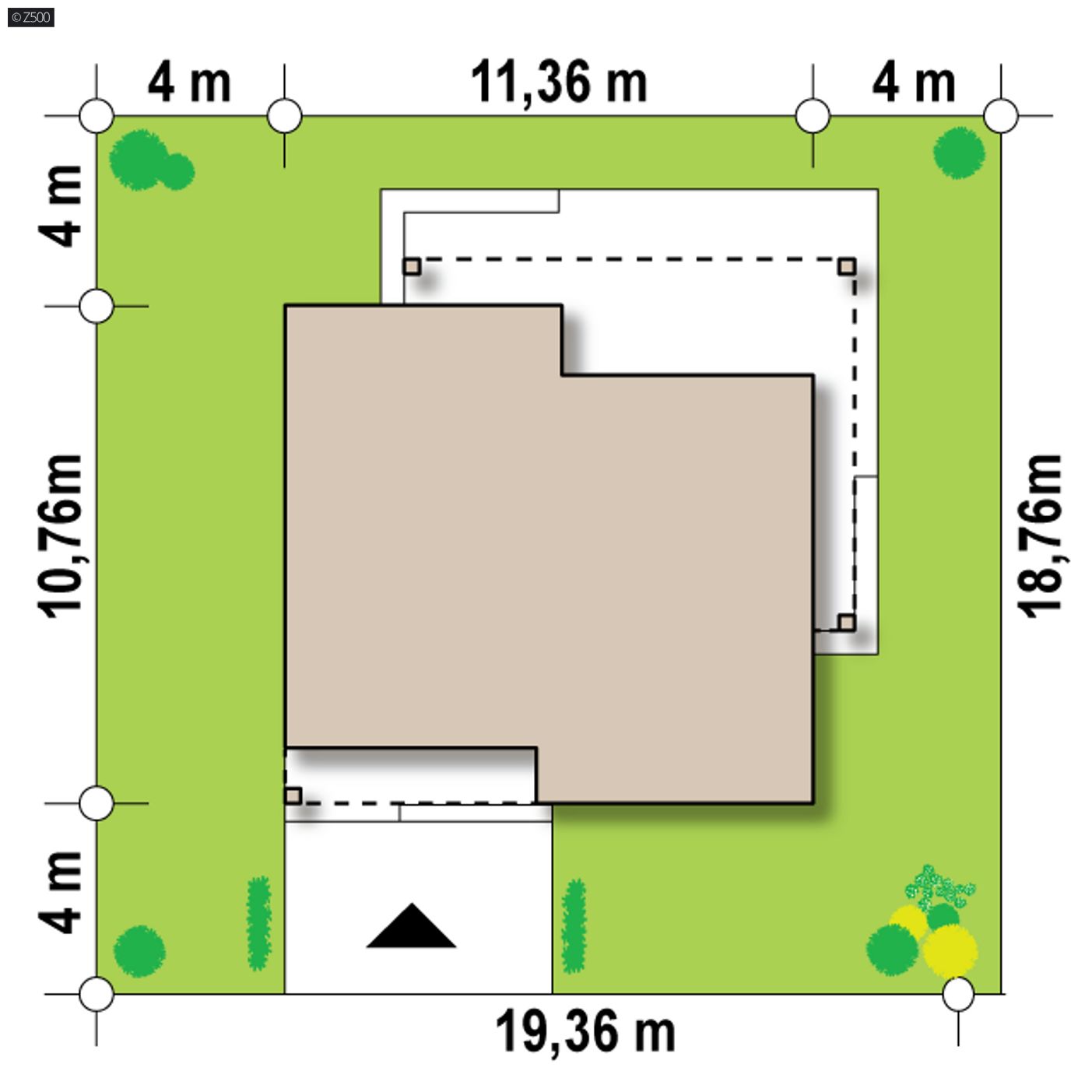 Home project  - Współczesny, parterowy dom z dachem kopertowym, zadaszonym tarasem oraz wejściem
