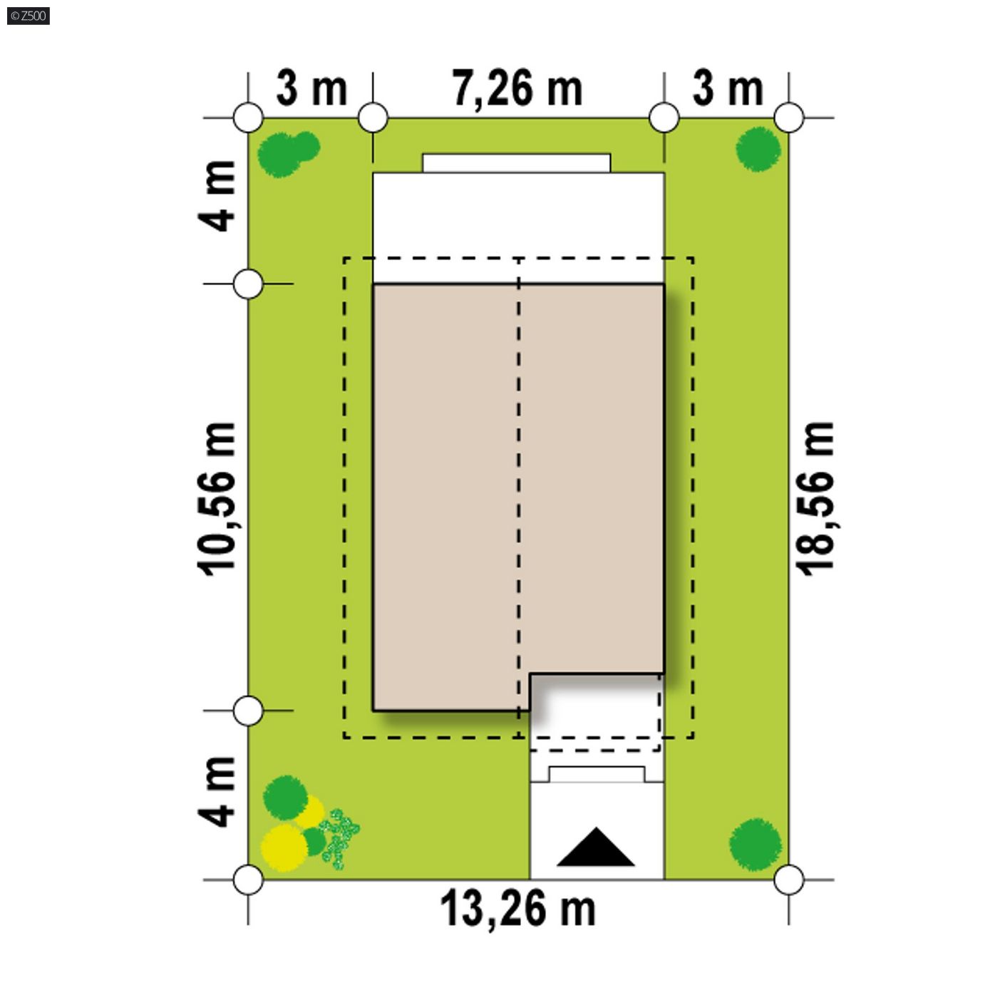 Namo projektas  - Išilginis namas, skirtas siauram sklypui