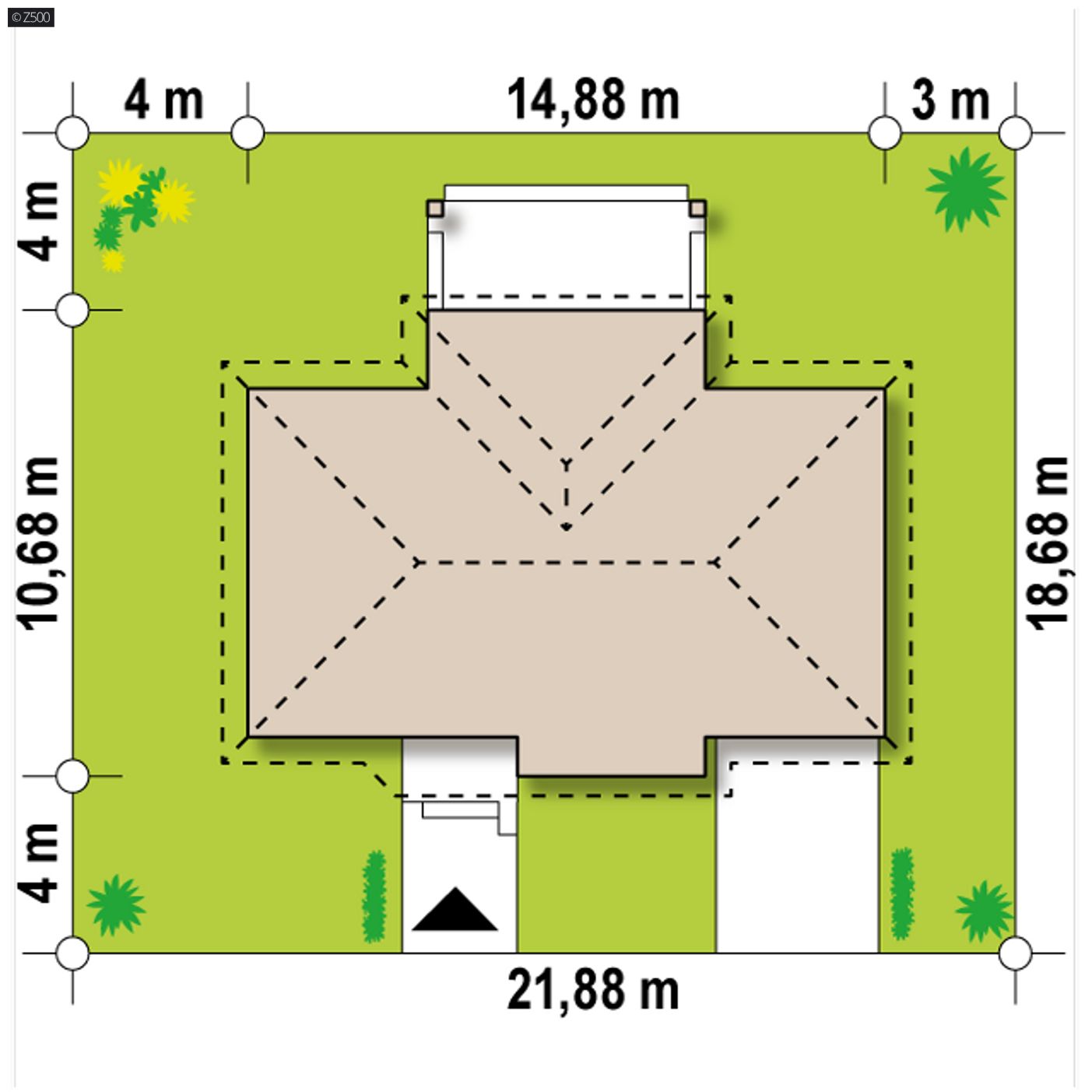 Home project  - Projekt stylowego małego domu parterowego, z fasadowym doświetleniem wnętrza.