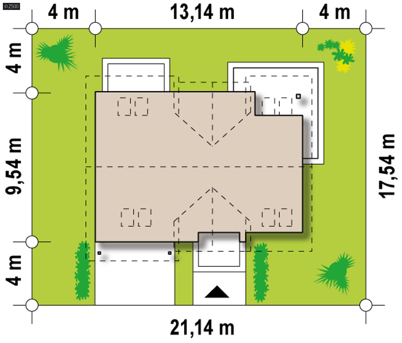 Gotowy projekt domu  - Dom z poddaszem i garażem w bryle, z dachem dwuspadowym z lukarną i balkonem.