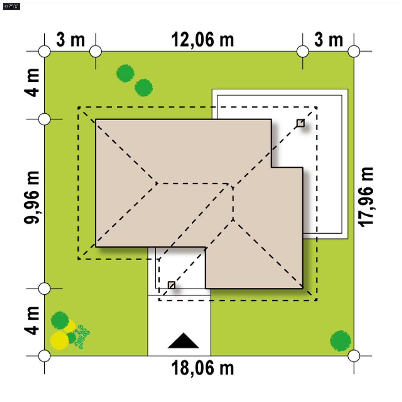 Gotowy projekt domu  - Mały parterowy dom. Trzy pokoje, salon z wyjściem na zadaszony taras
