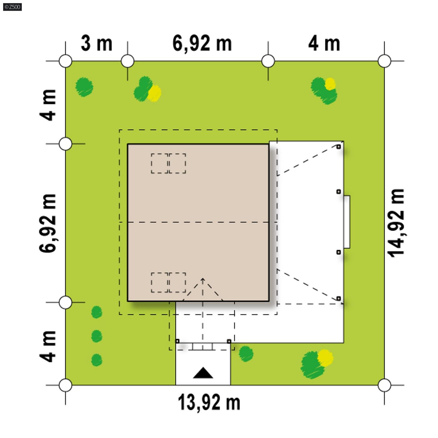 Namo projektas  - Medinis karkasas, aukštesnė palėpės siena