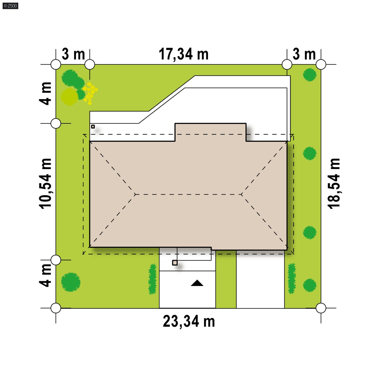 Home project  - Rozłożysty parterowy dom o tradycyjnej formie z wydzieloną strefą nocną.