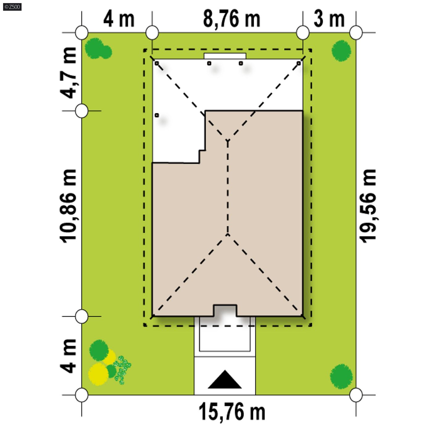 Gotowy projekt domu  - Parterowy dom całoroczny lub letniskowy.