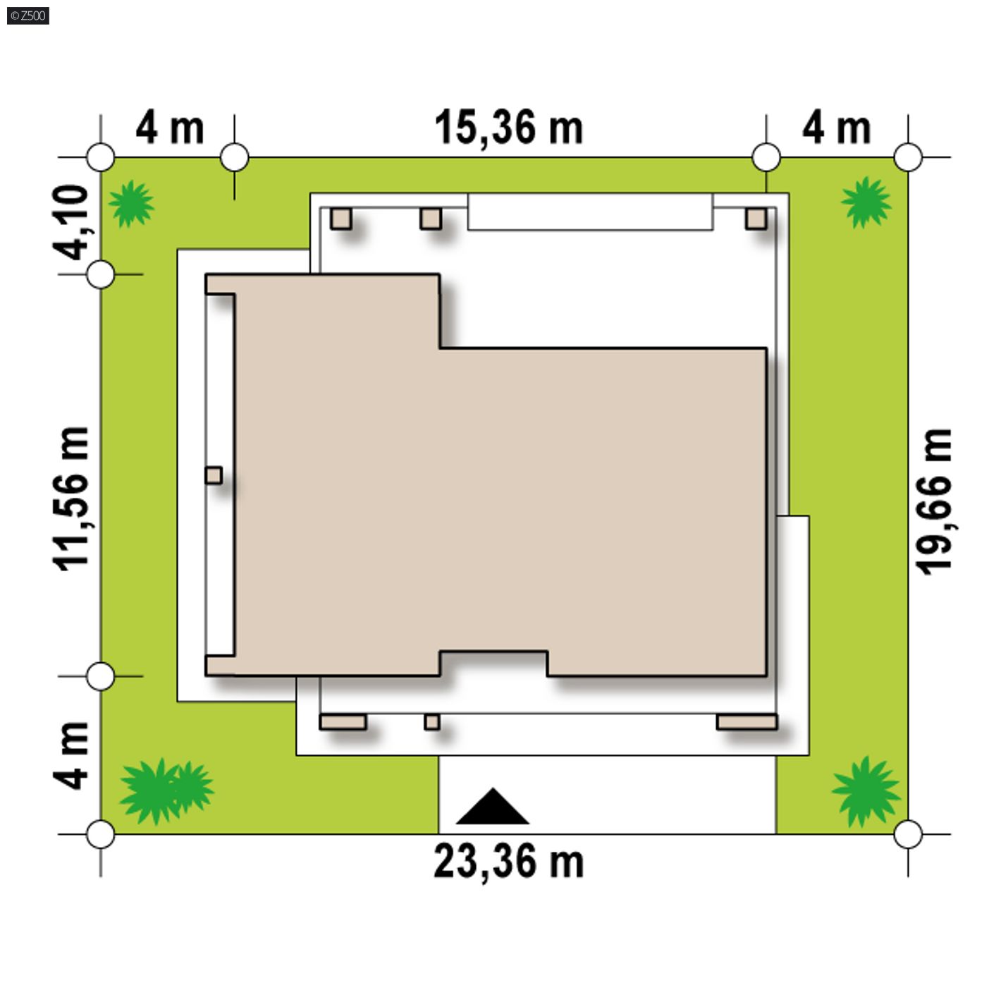 Gotowy projekt domu  - Parterowy dom, z dachem wielospadowym oraz dużym zadaszonym tarasem.