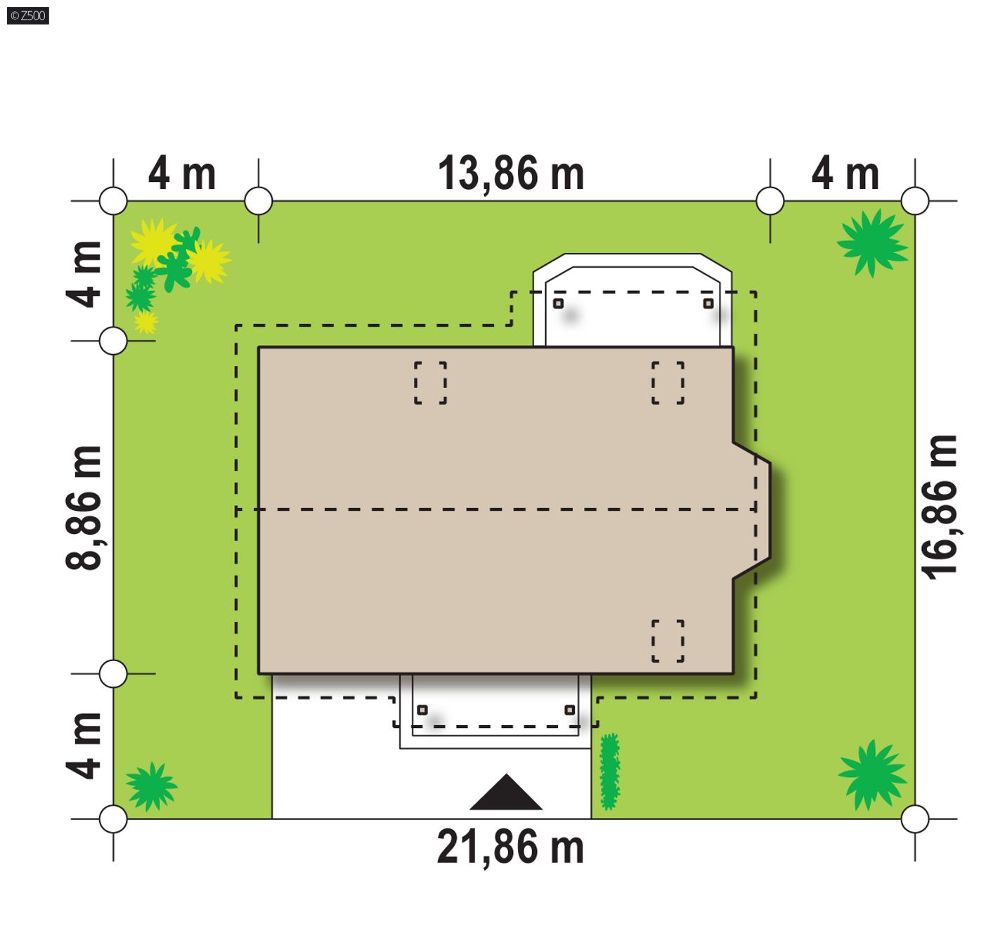 Gotowy projekt domu  - Dom z 4 sypialniami na poddaszu, dużym P.G., salonem z wykuszem oraz garażem w bryle.