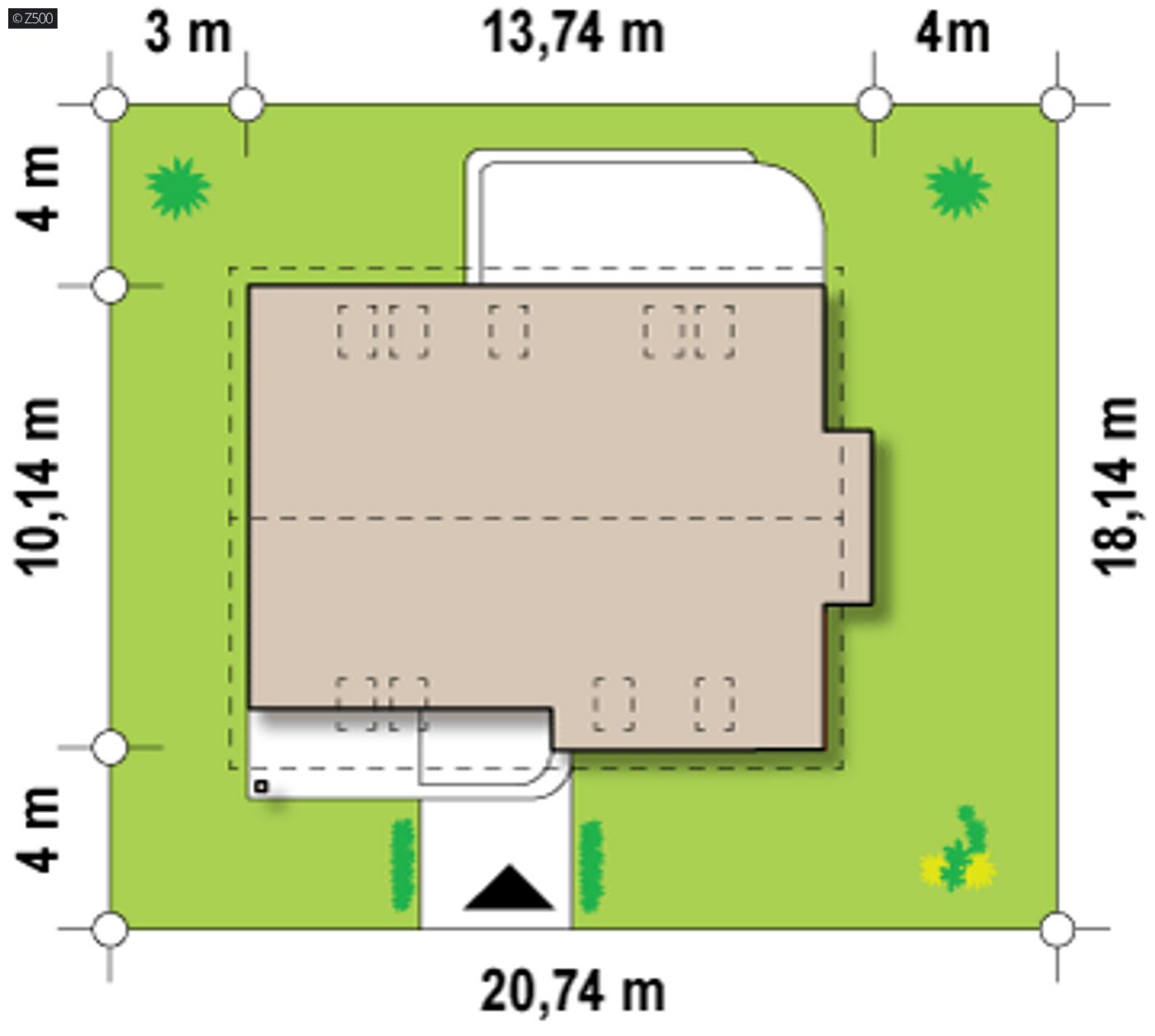 Home project  - Dom z poddaszem użytkowym, trzema sypialniami i jednostanowiskowym garażem.