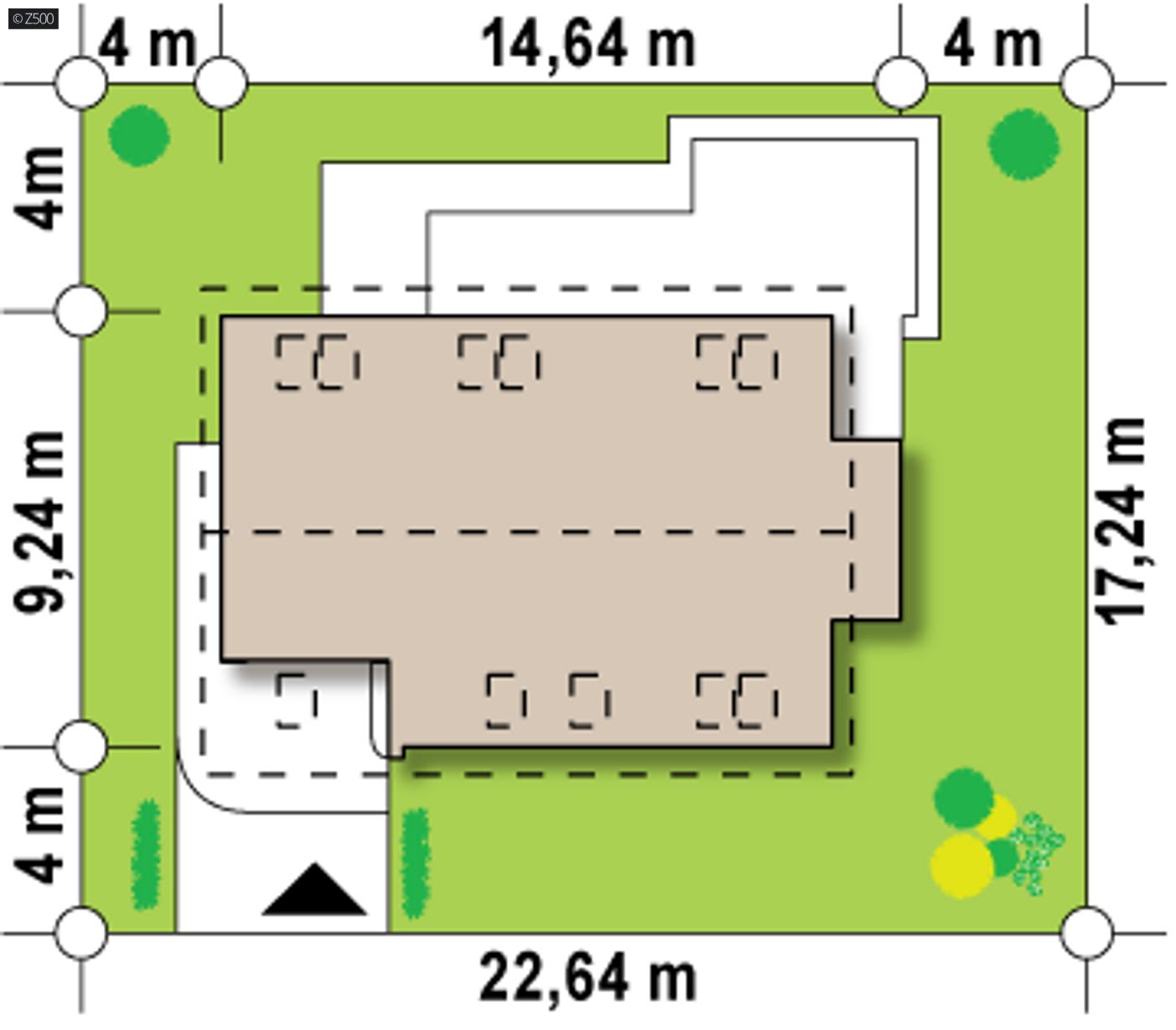 Home project  - Dom z poddaszem i garażem w bryle. Dach dwuspadowy i elewacja we współczesnym stylu.