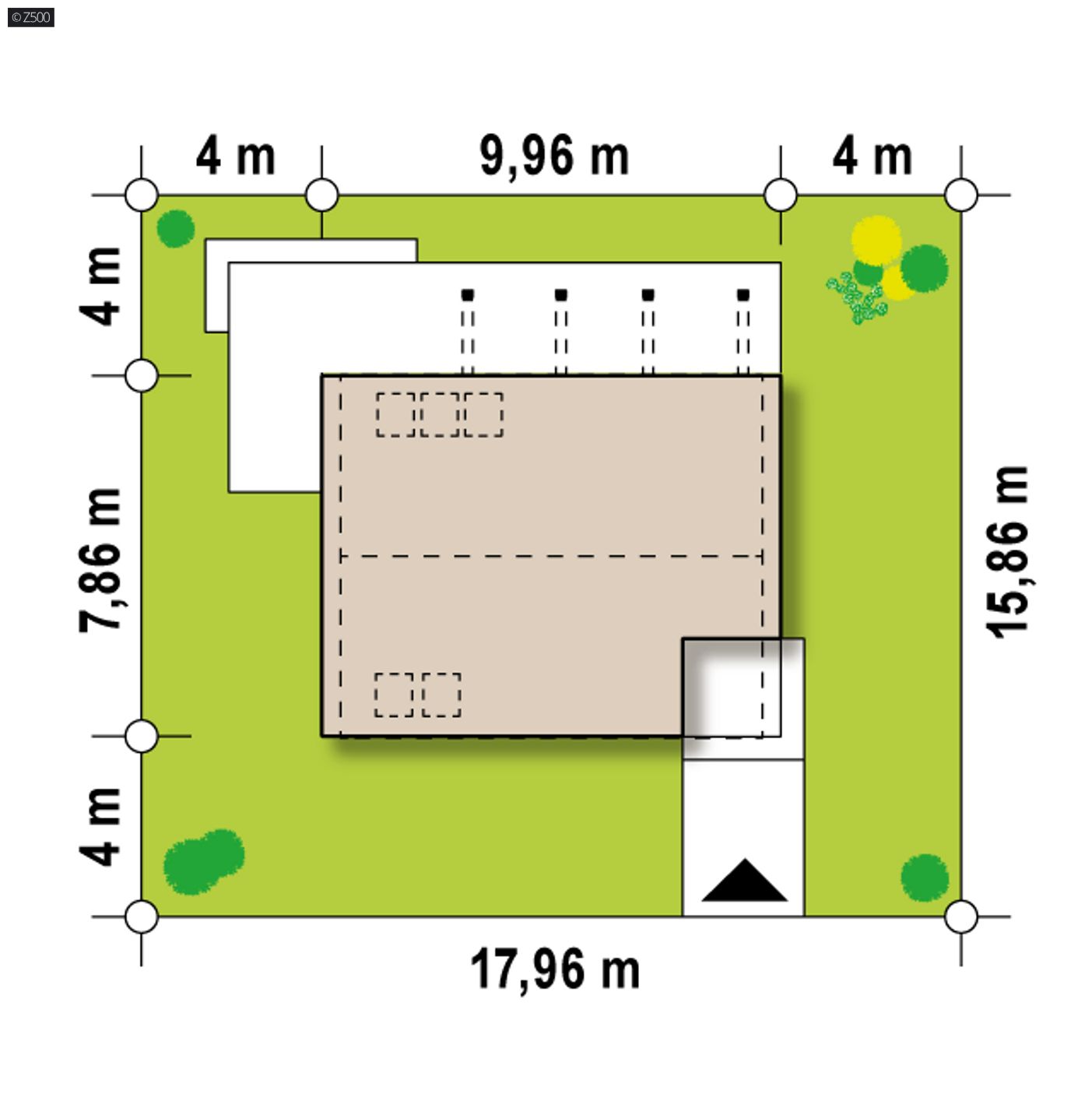 Gotowy projekt domu  - Energooszczędny dom z dużym pomieszczeniem gospodarczym i wygodnymi schodami.