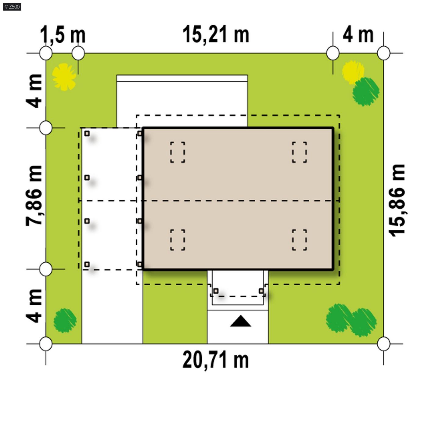 Mājas projekts  - Vienstāva dzīvojamās mājas projekts ar nojumi - Z12 WL