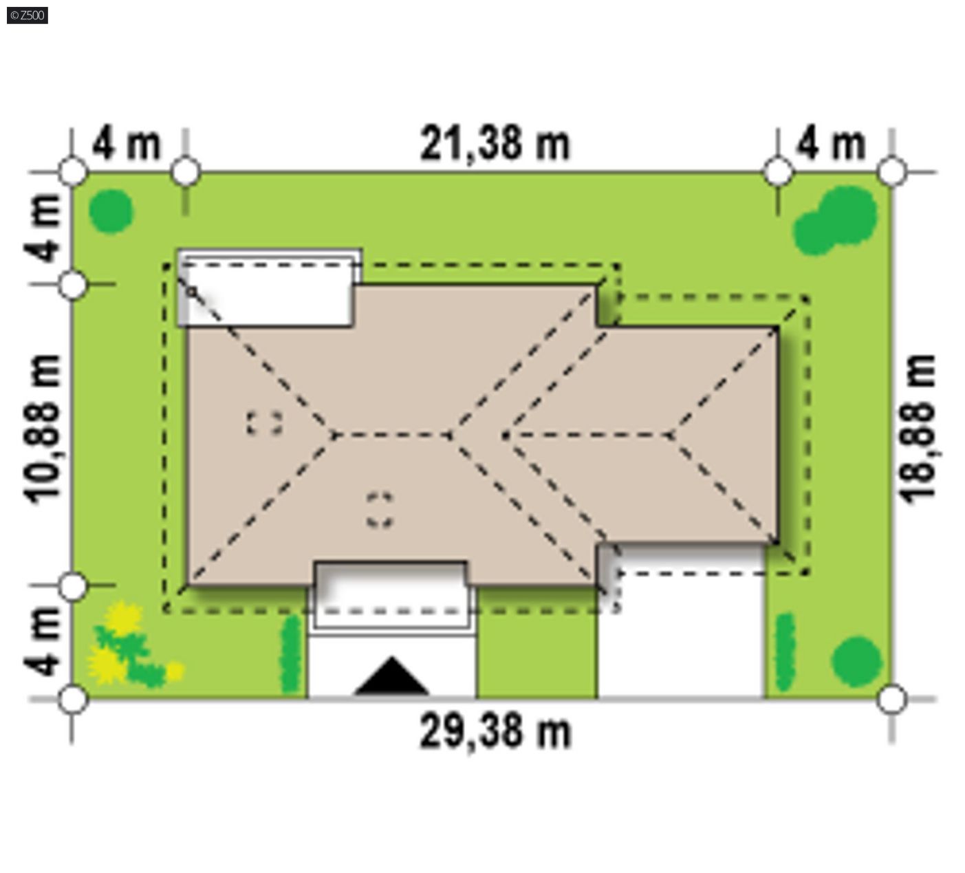 Mājas projekts  - Vienstāva dzīvojamās mājas projekts ar divvietīgu garāžu - Z35 D